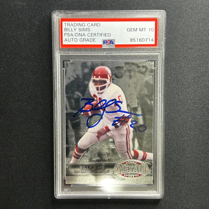 2012 Football Card #20 Billy Sims Signed Card PSA Slabbed Auto GRADE 10 Oklahoma