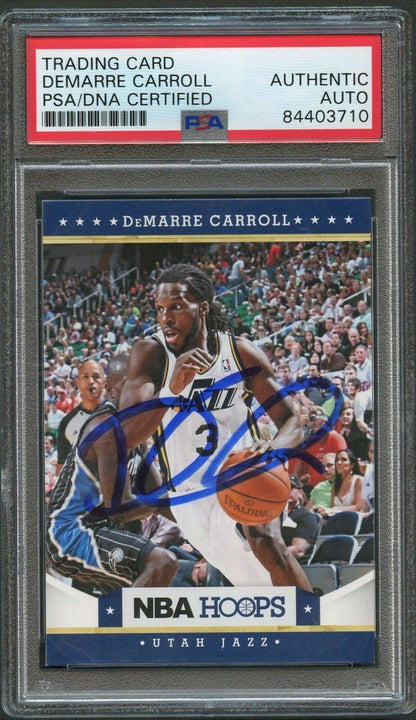 2012-13 NBA Hoops #142 DeMarre Carroll Signed Card AUTO PSA Slabbed Jazz