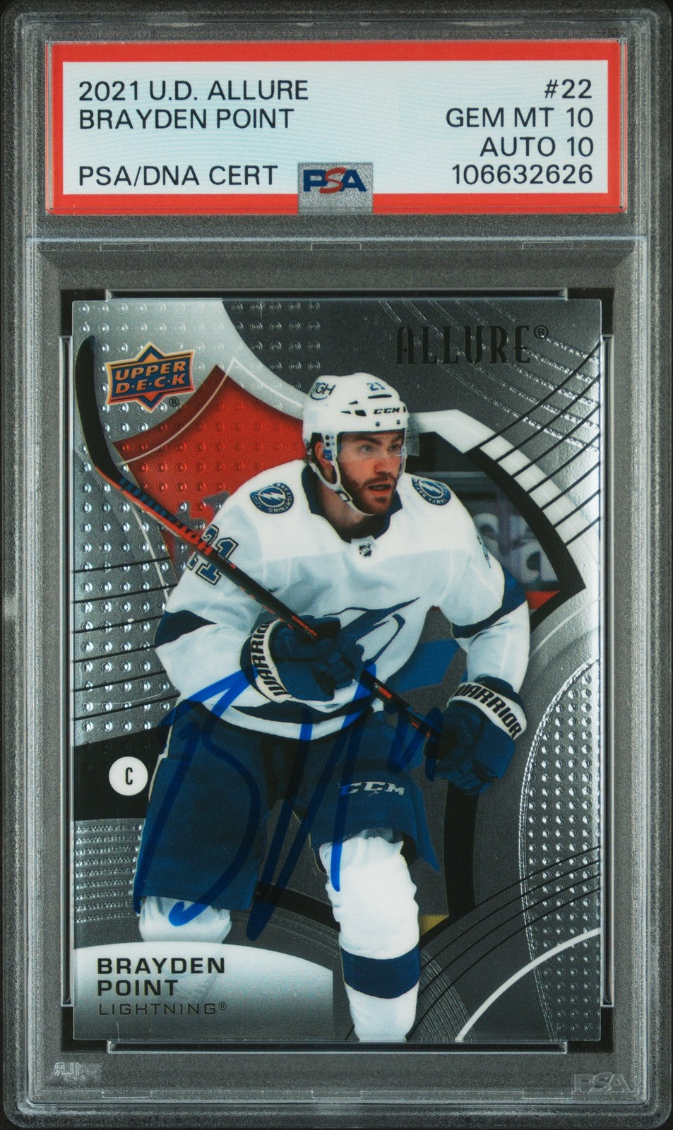 2021 Upper Deck Allure #22 Brayden Point signed card PSA 10 Auto 10
