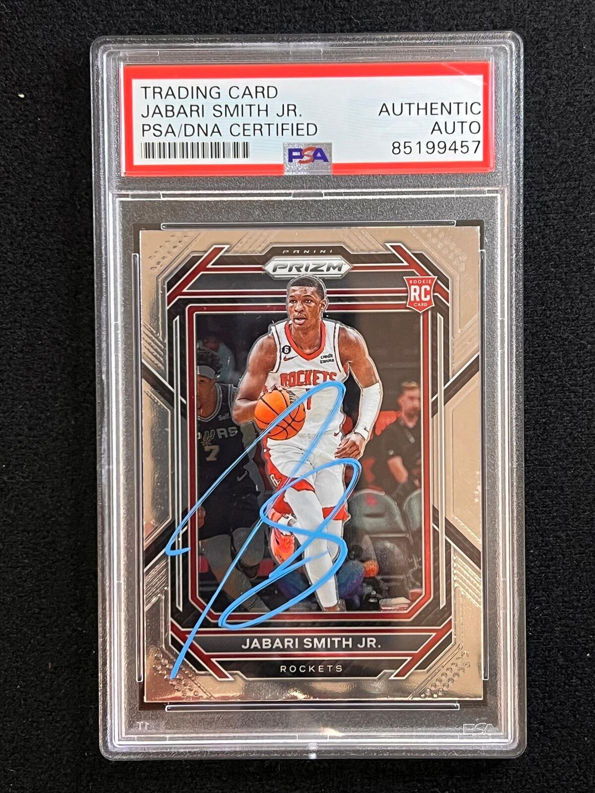 2022-23 Panini Prizm #228 Jabari Smith Jr Signed Card AUTO PSA RC Slabbed Housto