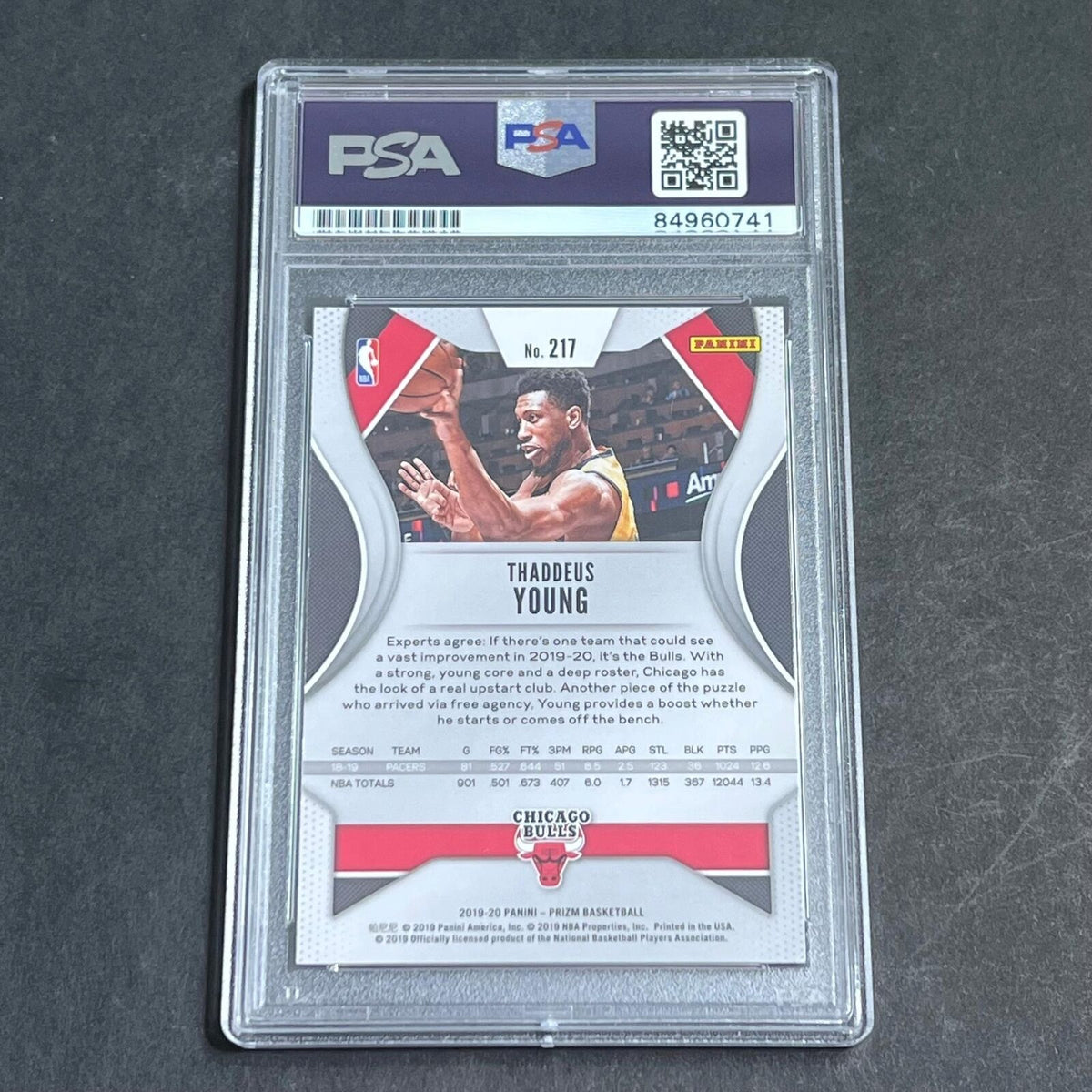 2019-20 Panini Prizm #217 Thaddeus Young Signed Card AUTO PSA Slabbed Bulls