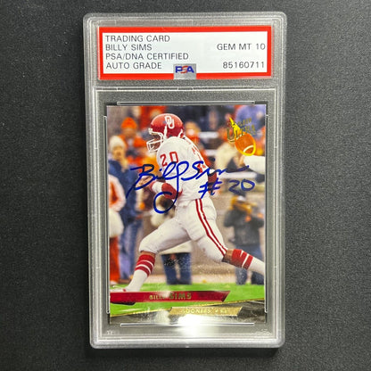 2012 Football Card #50 Billy Sims Signed Card PSA Slabbed Auto GRADE 10 Oklahoma