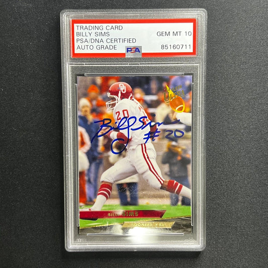 2012 Football Card #50 Billy Sims Signed Card PSA Slabbed Auto GRADE 10 Oklahoma