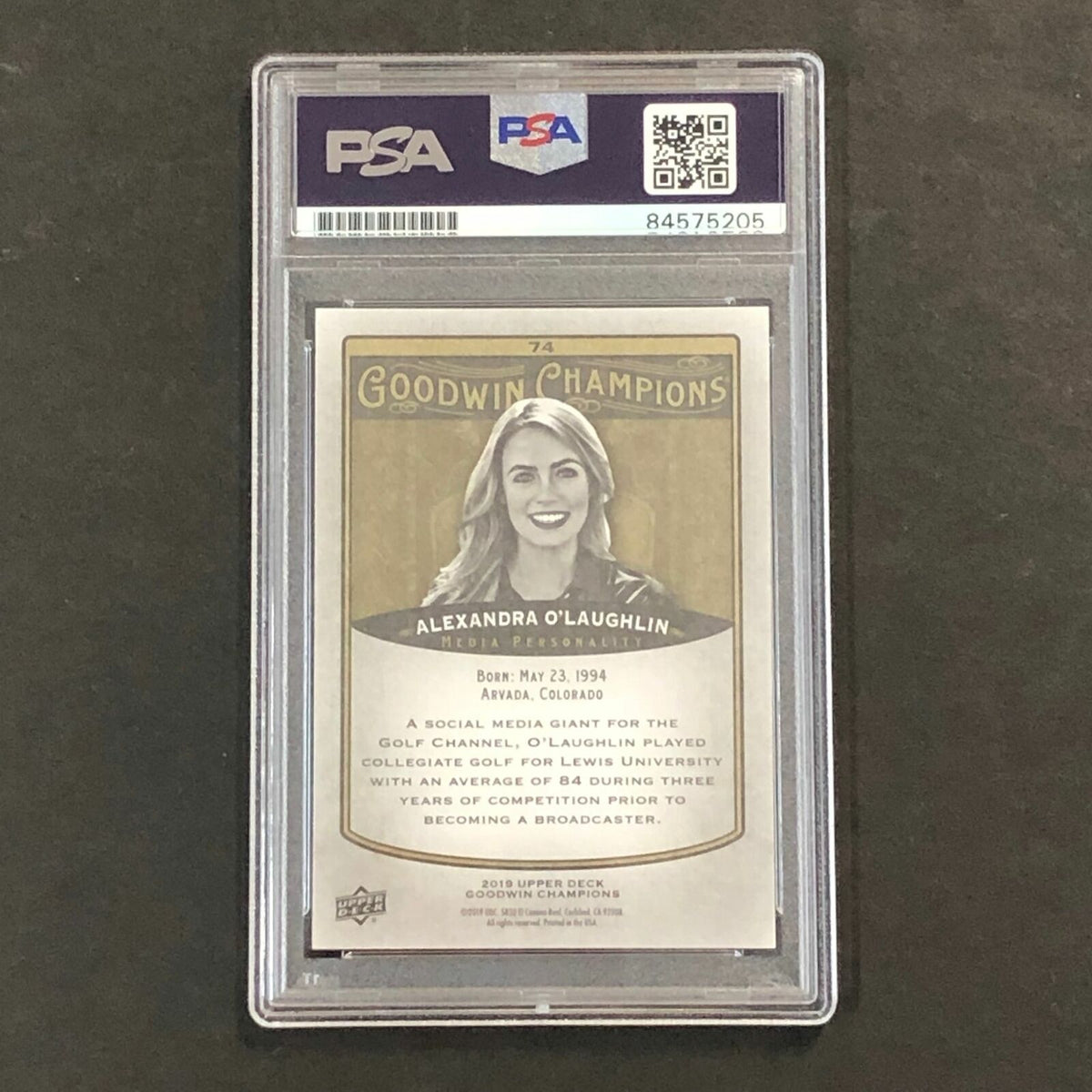 2019 Goodwin Champions #74 Alexandra O'Laughlin Signed Card PSA/DNA Encapsulated