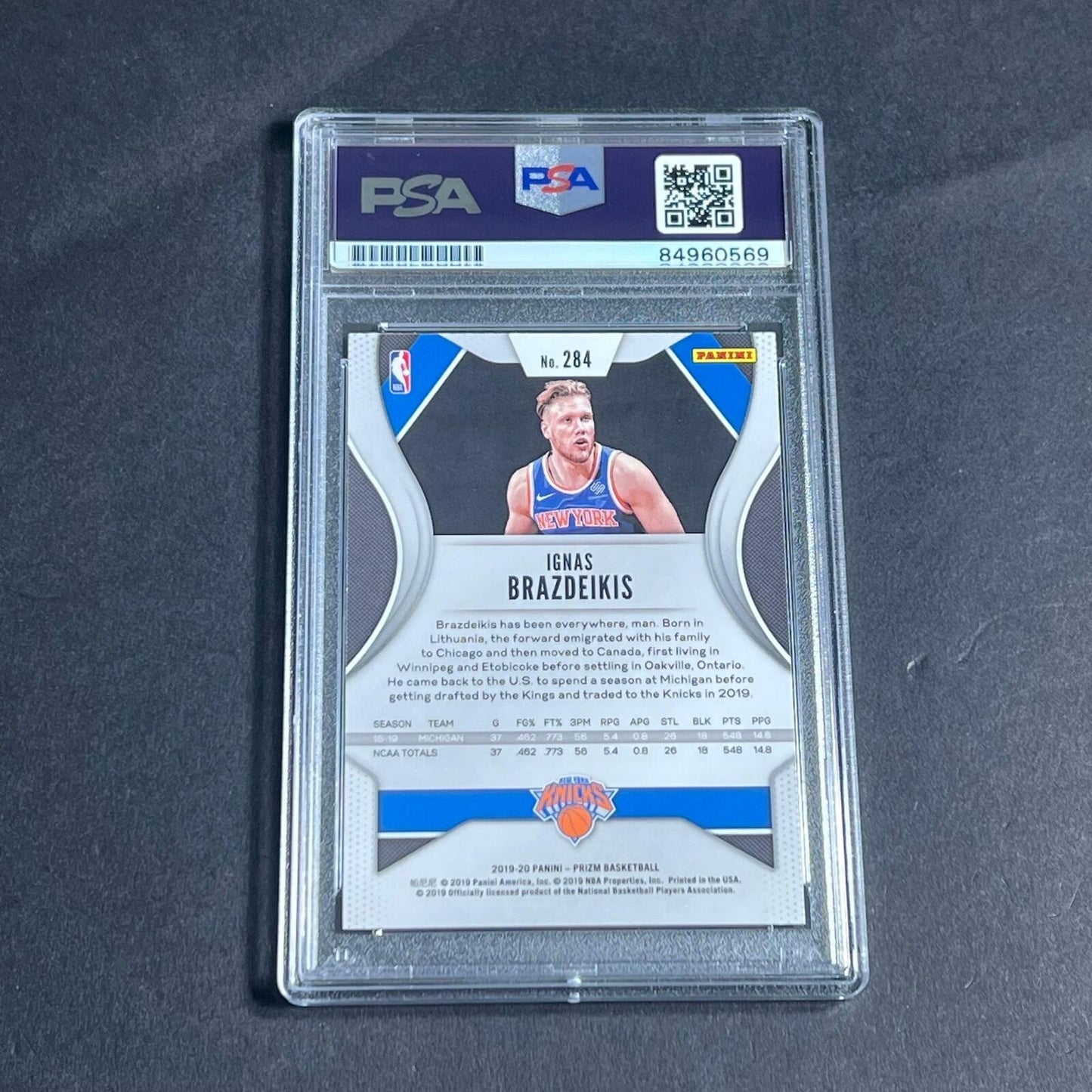 2019-20 Panini Prizm #284 Ignas Brazdeikis Signed AUTO PSA Slabbed RC Knicks