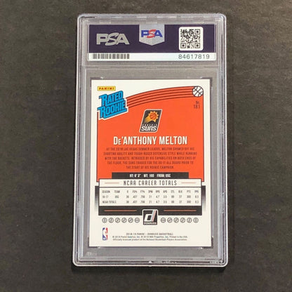 2018-19 Donruss Rated Rookie #181 De'Anthony Melton Signed Card AUTO GRADE 10 PS