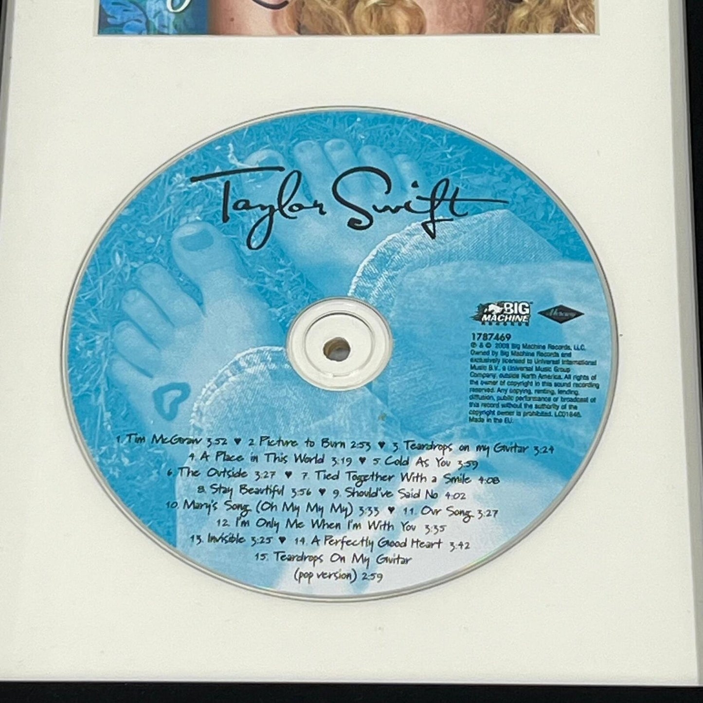 Taylor Swift Signed CD Cover Framed 1st Studio Album LOA AUTO PSA/DNA Taylor Swi