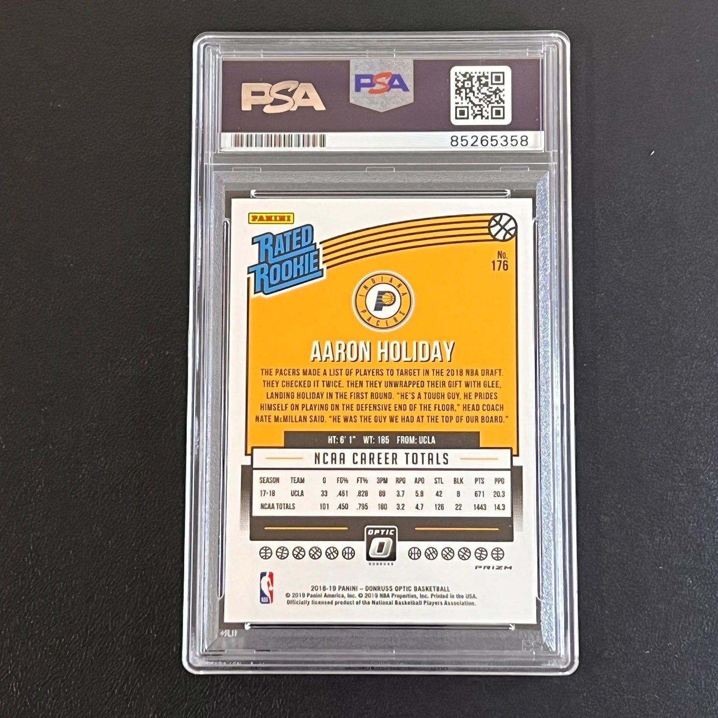 2018-19 Donruss Rated Rookie #176 AARON HOLIDAY Signed Rookie Card AUTO PSA Slab