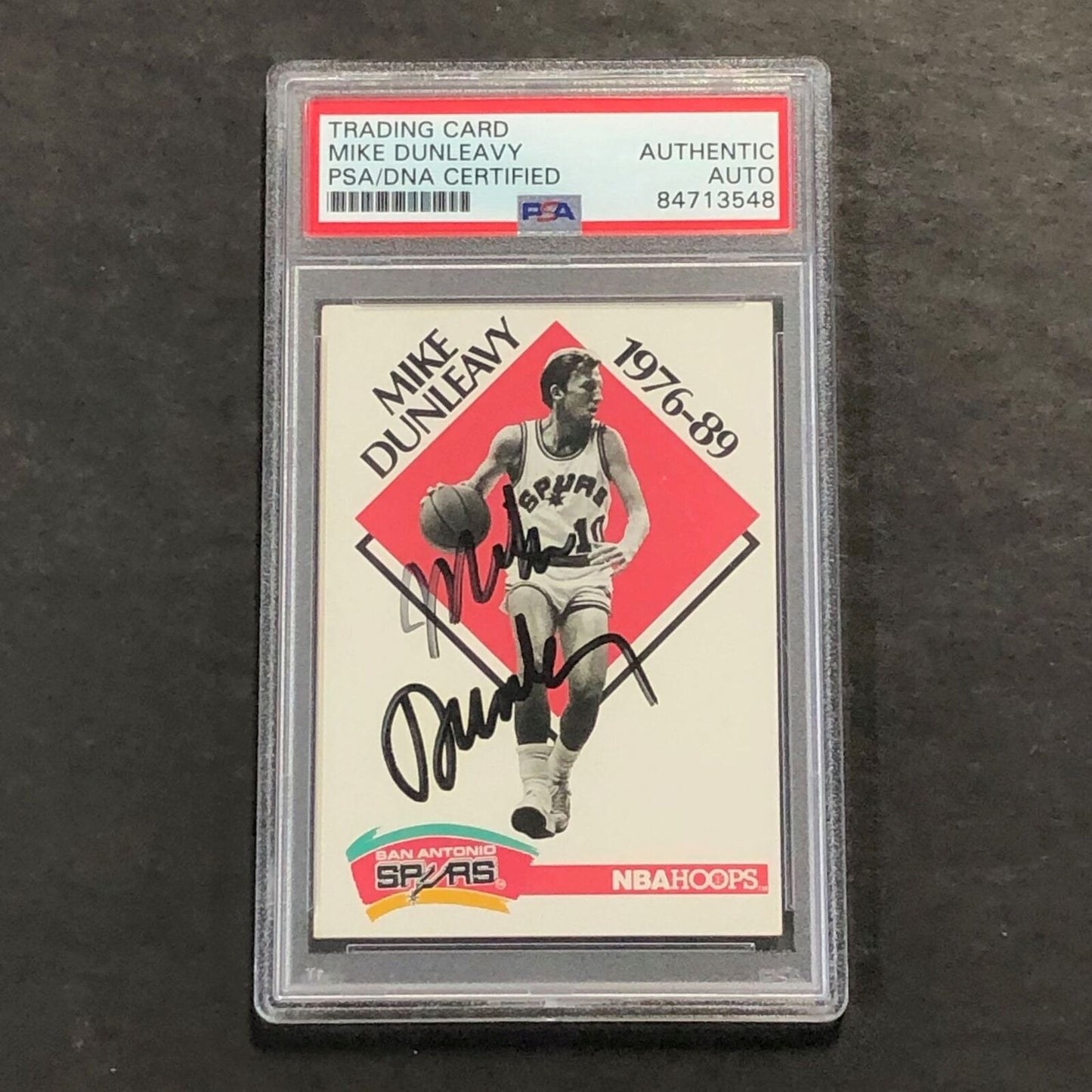 1990 NBA Hoops #351 Mike Dunleavy Signed Card AUTO PSA Slabbed Spurs/Lakers