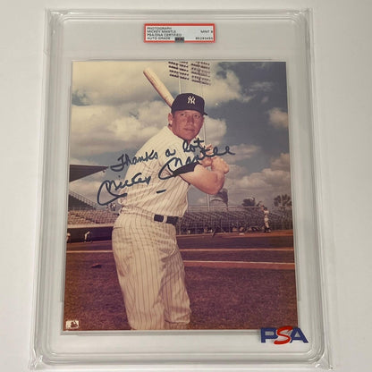 Mickey Mantle Signed 8x10 Photo PSA Encapsulated Auto Mint 9 Yankees