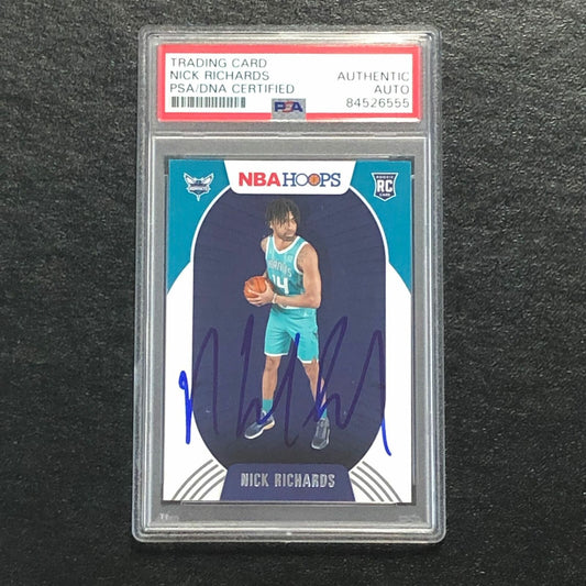 2020-21 NBA Hoops #222 Nick Richards Signed Card AUTO PSA Slabbed RC Hornets
