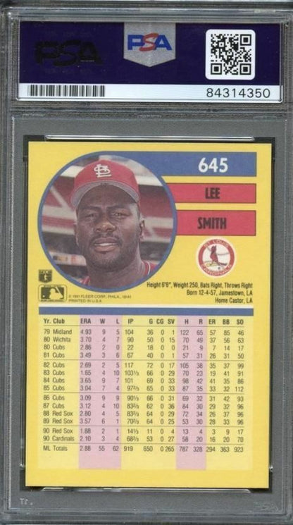 1991 Fleer #660 Lee Smith Signed Card AUTO Grade 10 PSA Slabbed