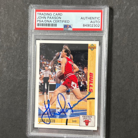 1991-92 Upper Deck #117 John Paxson Signed Card AUTO PSA Slabbed Bulls