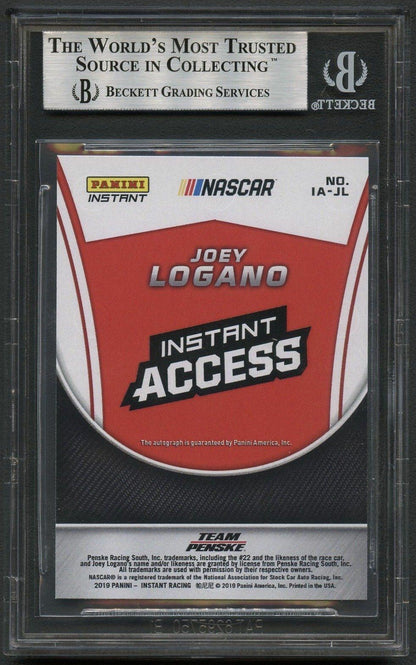 2019 Panini Instant Joey Logano Signed Card AUTO BAS Beckett Slabbed Nascar