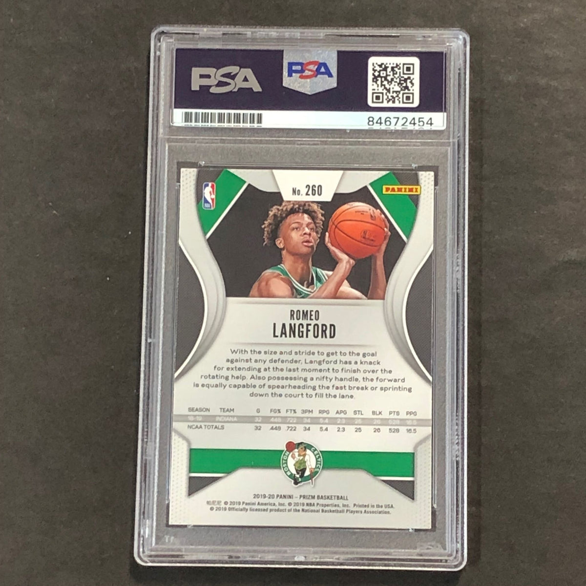 2019-20 Panini Prizm #260 Romeo Langford Signed Card PSA Slabbed Auto Celtics