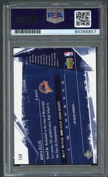 2005-06 Upper Deck ROOKIE SLAM #108 MONTA ELLIS Signed Rookie Card AUTO PSA Slab