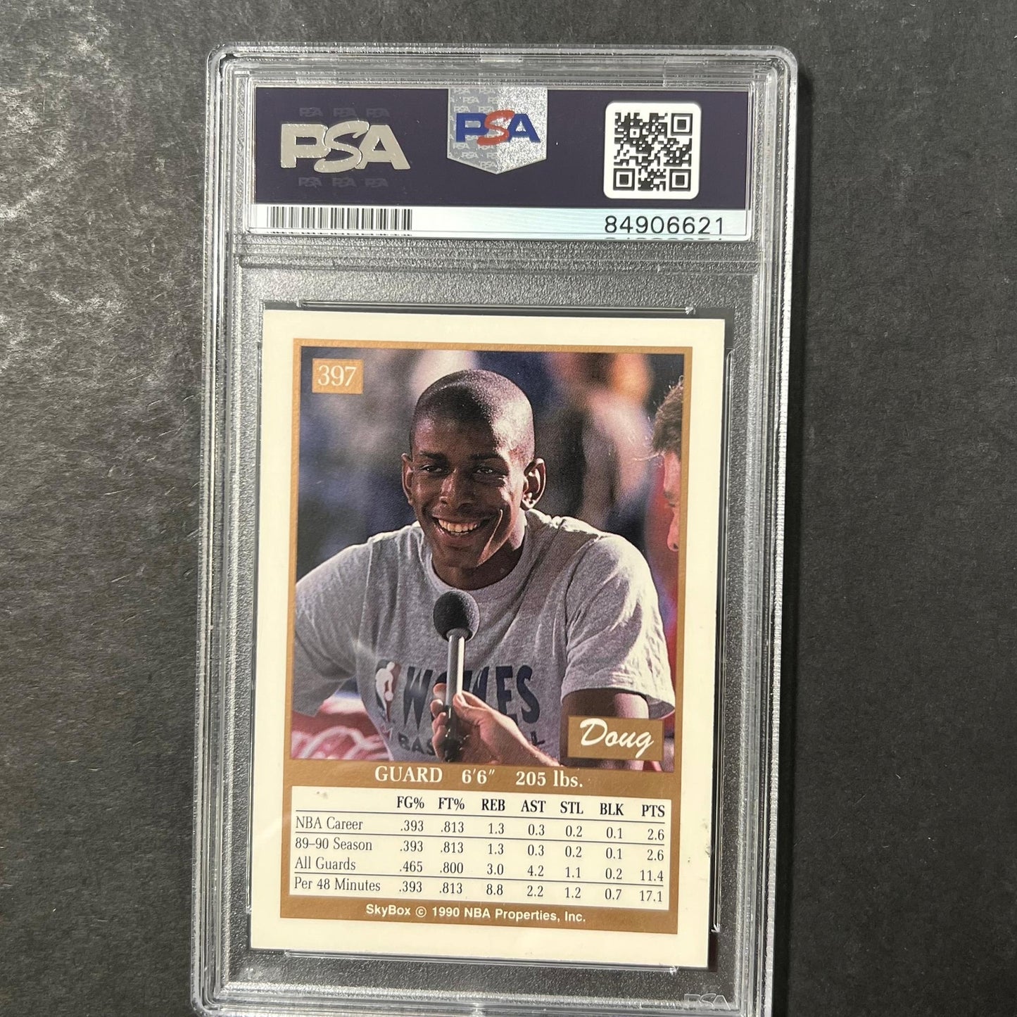 1990 Skybox #397 Doug West Signed Card AUTO PSA Slabbed Minnesota Timberwolves