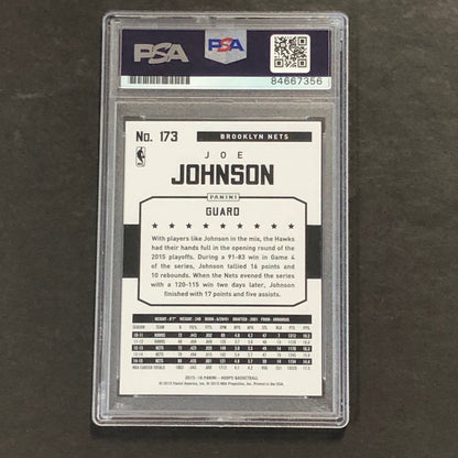 2015-16 Panini Hoops #173 Joe Johnson Signed Card Auto 10 PSA Slabbed Nets