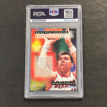 1996 Skybox NBA Hoops #279 ARVYDAS SABONIS Signed Card AUTO PSA Slabbed Trail Bl