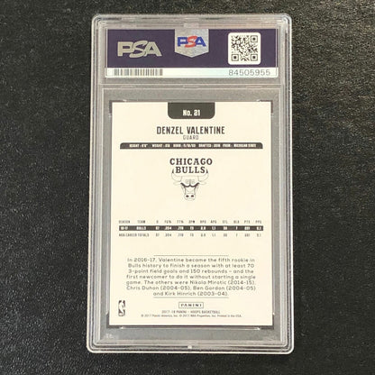 2017-18 NBA Hoops #21 Denzel Valentine Signed Card AUTO PSA Slabbed Bulls