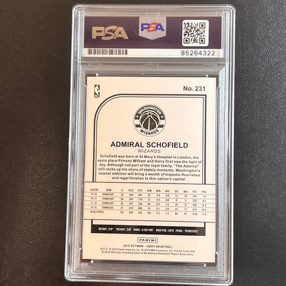 2019-20 NBA Hoops #231 Admiral Schofield Signed Card AUTO PSA Slabbed RC Wizards
