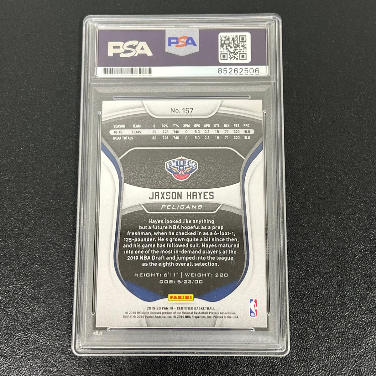 2019-20 Panini Certified #157 Jaxson Hayes Signed Card AUTO PSA Slabbed RC Pelic