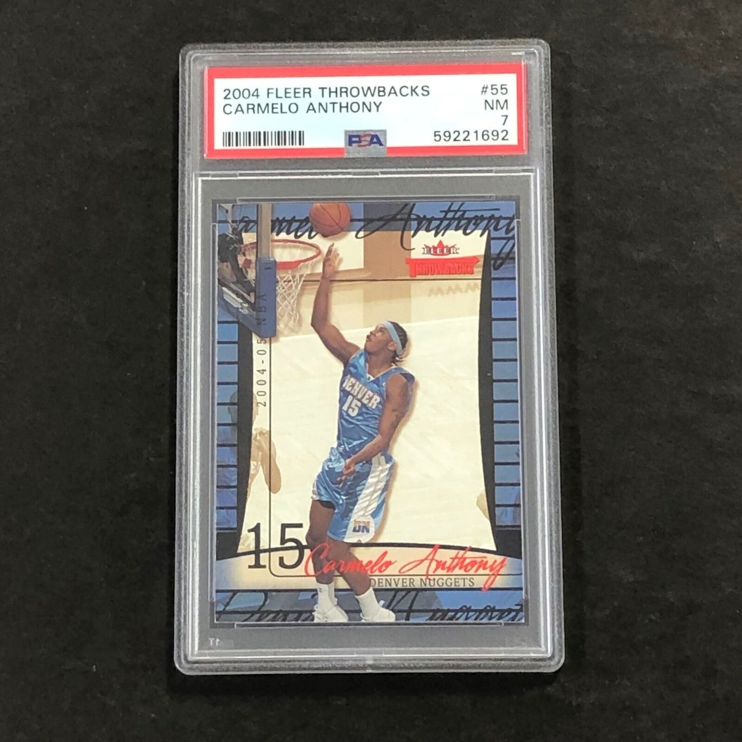 2004 Fleer Throwbacks #55 Carmelo Anthony PSA 7 NM Nuggets