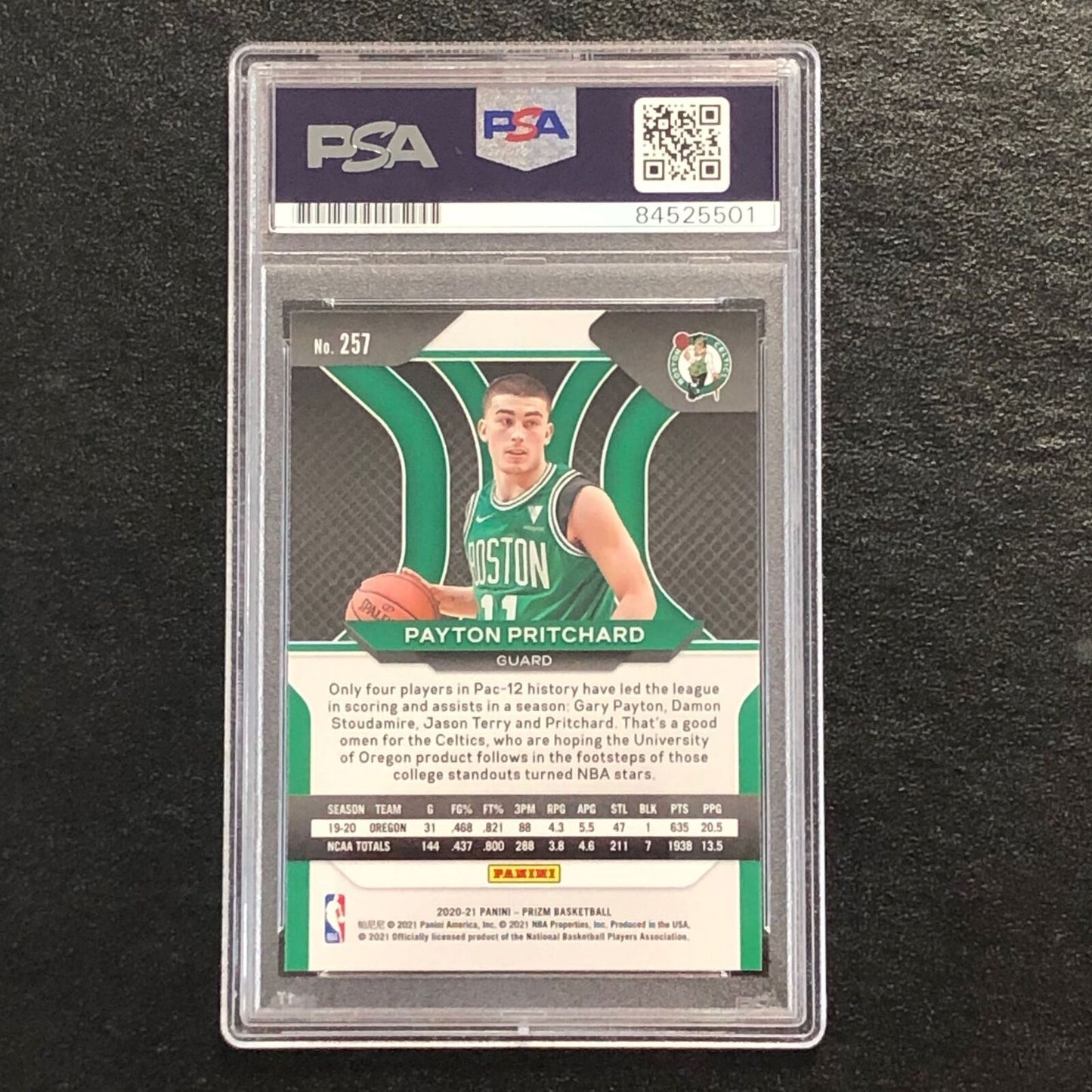 2020-21 Panini Prizm #25 Payton Pritchard Signed Rookie Card AUTO PSA Slabbed RC