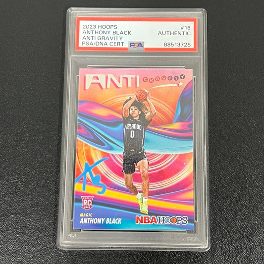 2023-24 Panini NBA Hoops Anti Gravity #16 Anthony Black Signed Card AUTO PSA Sla