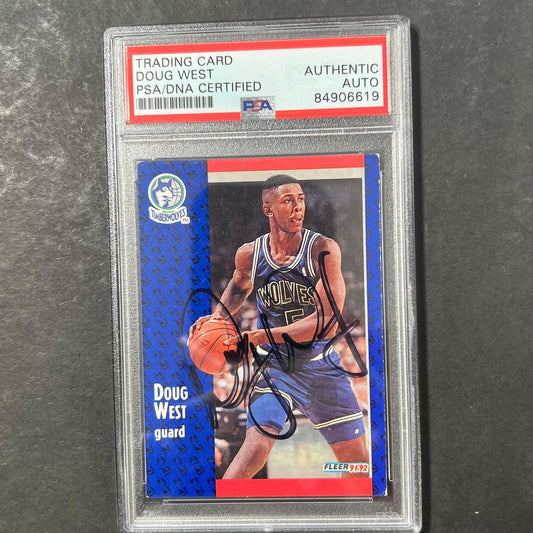 1991-92 Fleer #321 Doug West Signed Card AUTO PSA Slabbed Minnesota Timberwolves