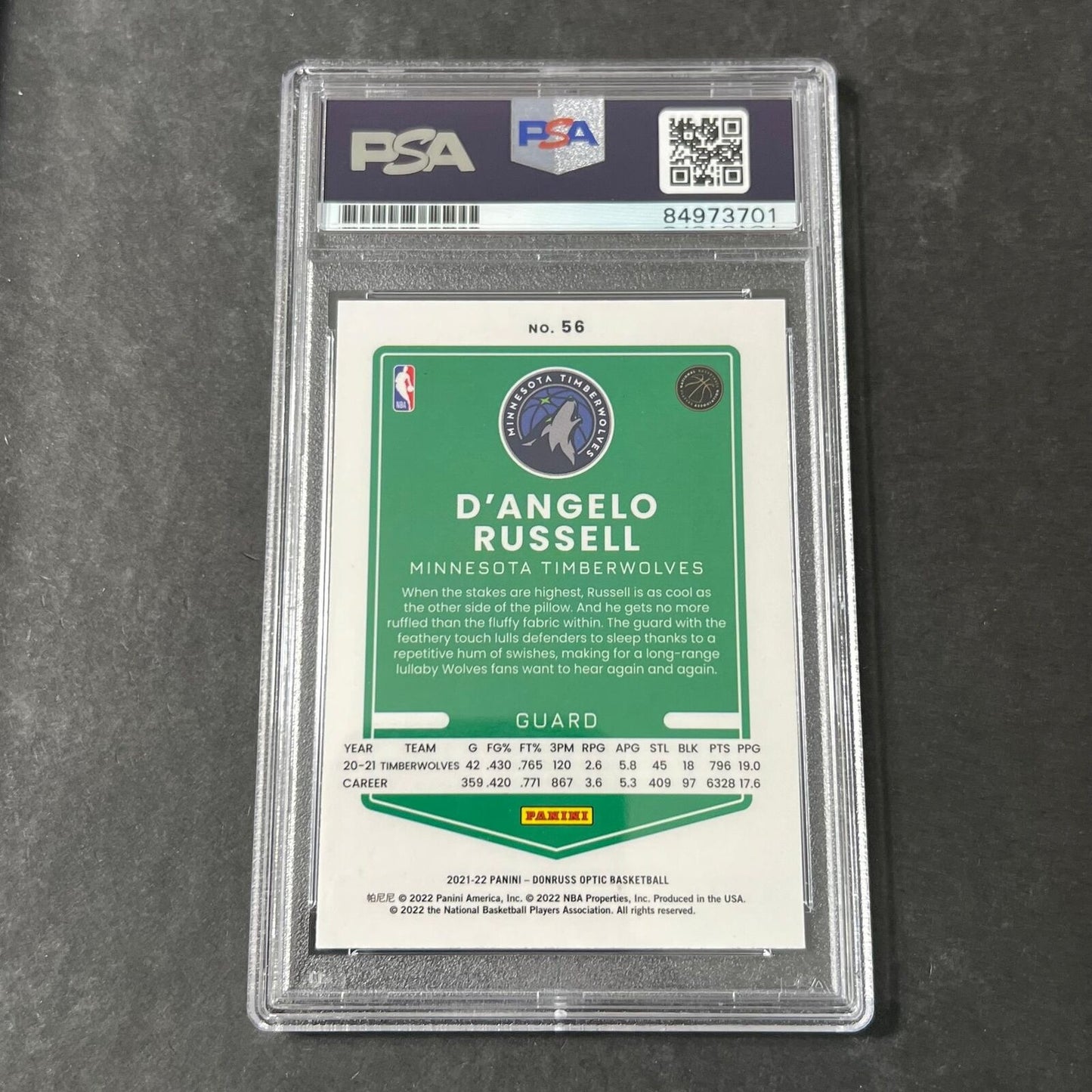 2021-22 Panini Donruss Optic #56 D'Angelo Russell Signed Card AUTO PSA Slabbed W