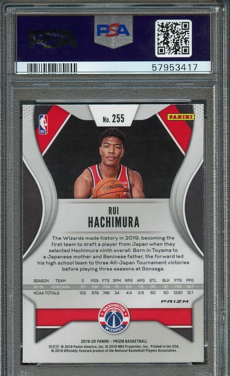 2019 Panini Prizm Red White Blue #255 Rui Hachimura PSA 10 RC Wizards