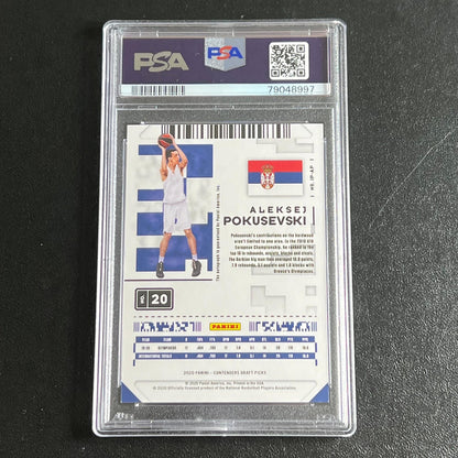 2020-21 Panini Contenders #20 Aleksej Pokusevski Signed Card PSA 8 Slabbed RC Th