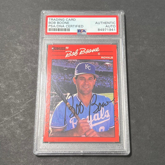 1990 Donruss #226 Bob Boone Signed Card Auto PSA Slabbed Royals