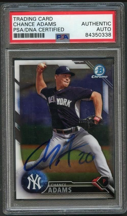 2016 Bowman Chrome #BCP192 Chance Adams Signed Card PSA Slabbed Auto Yankees