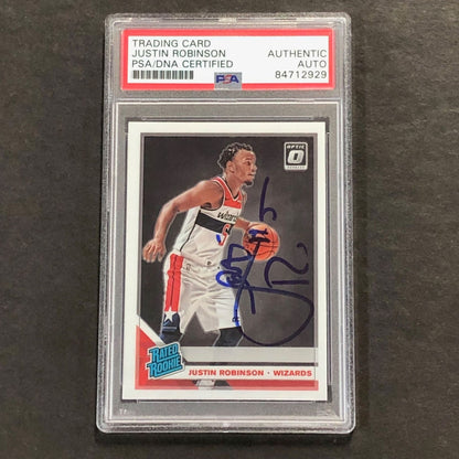 2019-20 OPTIC RATED ROOKIE #174 JUSTIN ROBINSON Signed Rookie Card AUTO PSA Slab