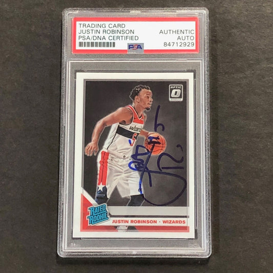 2019-20 OPTIC RATED ROOKIE #174 JUSTIN ROBINSON Signed Rookie Card AUTO PSA Slab