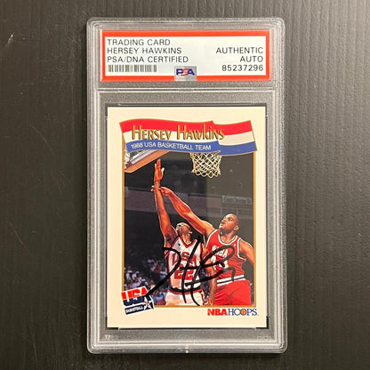 1988 NBA Hoops Hersey Hawkins Signed Card PSA Slabbed 76ers