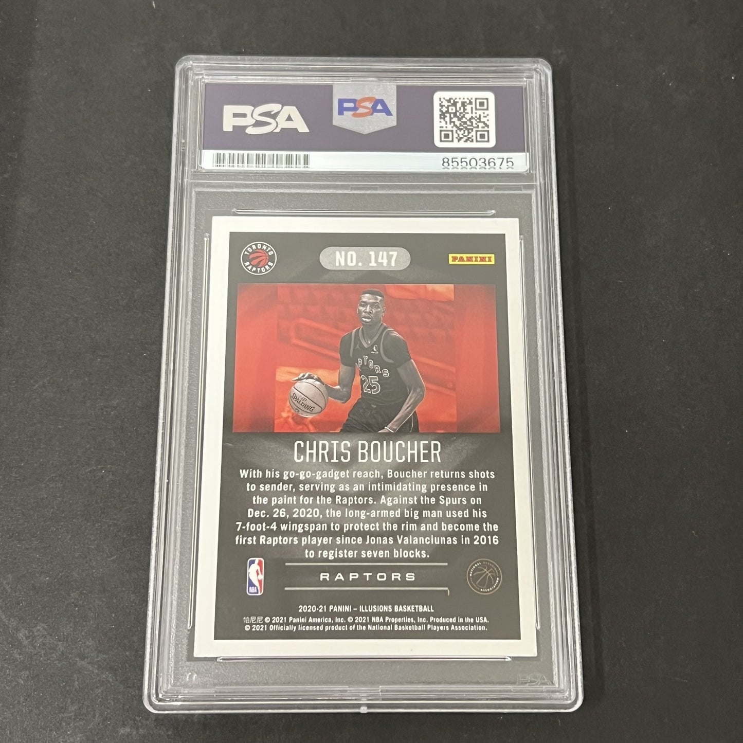 2021 2020-21 Panini Illusions #147 Chris Boucher signed card PSA Raptors