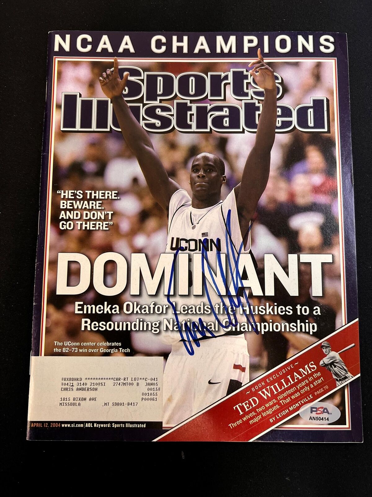 Emeka Okafor signed Sports Illustrated Magazine PSA/DNA UConn Basketball