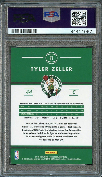 2015-16 Donruss Basketball #18 Tyler Zeller Signed Card AUTO 10 PSA/DNA Slabbed