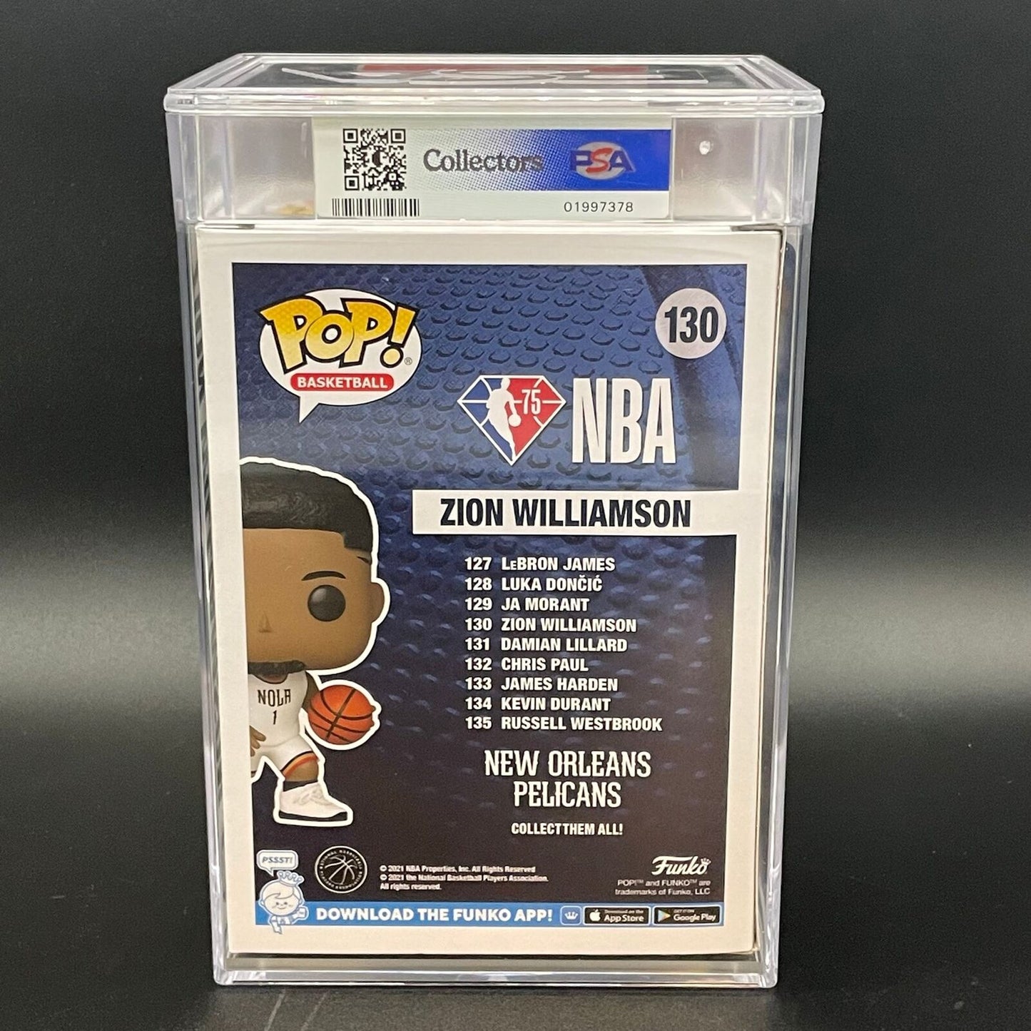 Zion Williamson Encapsulated Funko Pop #130 PSA NM-MT 9 FASC Pelicans