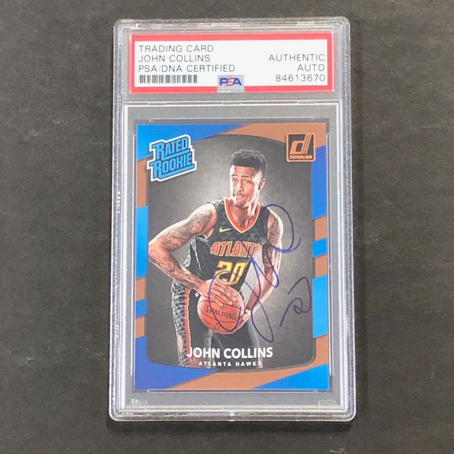 2017-18 Donruss Rated Rookie #182 John Collins Signed Card AUTO PSA/DNA Slabbed