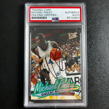 1996-97 Fleer Ultra #168 Michael Finley signed card PSA/DNA Dallas Mavericks Sla