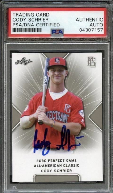 2020 Leaf Perfect Game Cody Schrier Signed Card AUTO PSA Slabbed