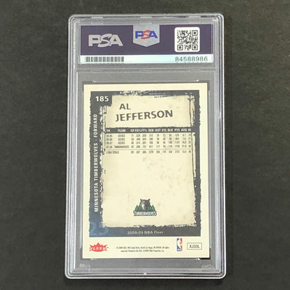 2008-09 Fleer #185 Al Jefferson Signed Card AUTO 10 PSA Slabbed Timberwolves