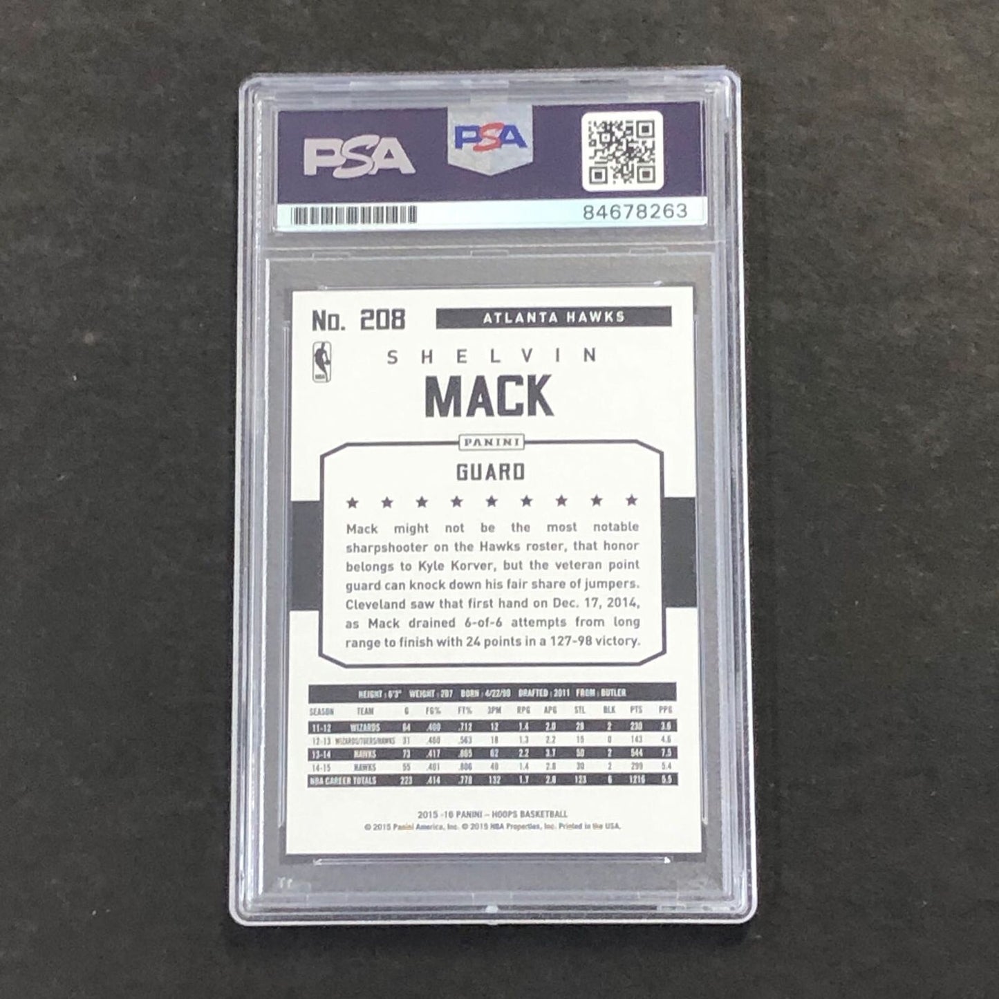 2015-16 NBA Hoops #208 Shelvin Mack Signed Card AUTO PSA Slabbed Hawks