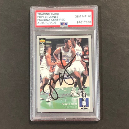 1994-95 Upper Deck #139 Popeye Jones Signed Card AUTO 10 PSA Slabbed Mavericks