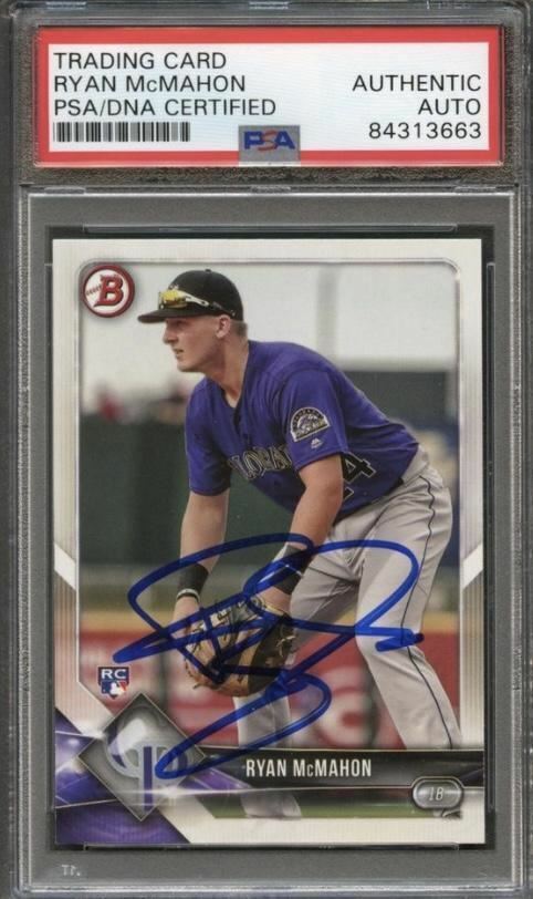 2018 Bowman #99 Ryan McMahon Signed Card PSA Slabbed Auto RC Rookie