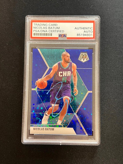 2019-20 Panini Mosaic #102 Nicolas Batum Signed Card AUTO PSA Slab Hornets